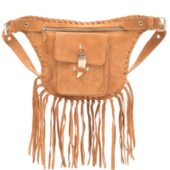 Raj Bags Fringe Suede Belt Bag In Camel New Poshmark